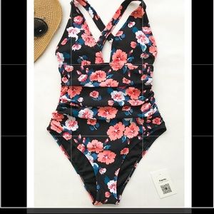 Cross back one piece swimsuit